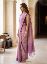 MIMOSA Lavender Bengaluru Saree — pose 3 styling detail