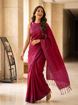 MIMOSA Maroon Bengaluru Saree — pose 5 styling detail