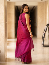 MIMOSA Maroon Bengaluru Saree — pose 7 styling detail