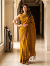MIMOSA Mustard Bengaluru Saree — pose 4 styling detail