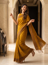 MIMOSA Mustard Bengaluru Saree — pose 5 styling detail