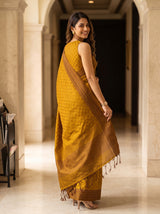 MIMOSA Mustard Bengaluru Saree — pose 7 styling detail
