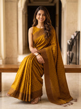 MIMOSA Mustard Bengaluru Saree — pose 8 styling detail