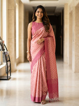 MIMOSA Pink Bengaluru Saree — front view on mannequin