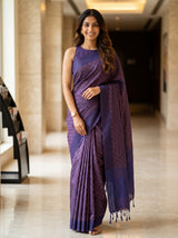 MIMOSA Purple Bengaluru Saree — front view on mannequin
