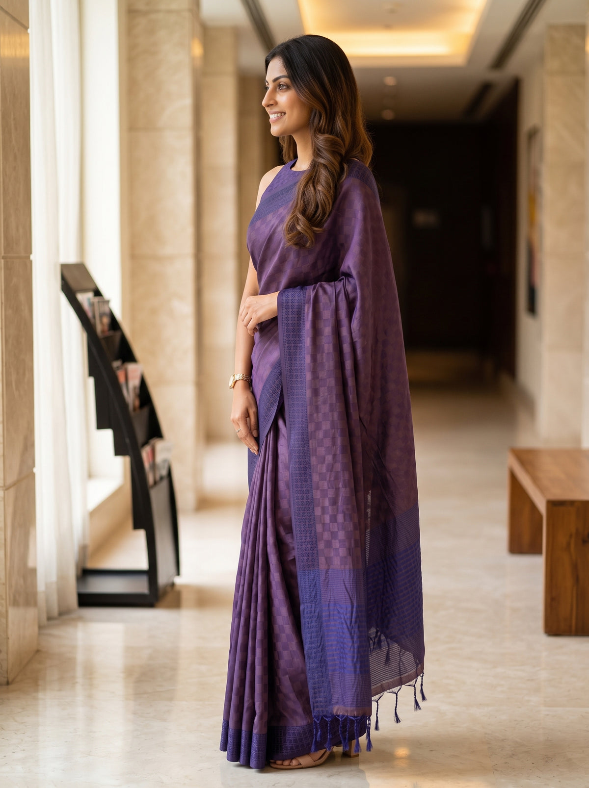 MIMOSA Purple Bengaluru Saree — pose 3 styling detail