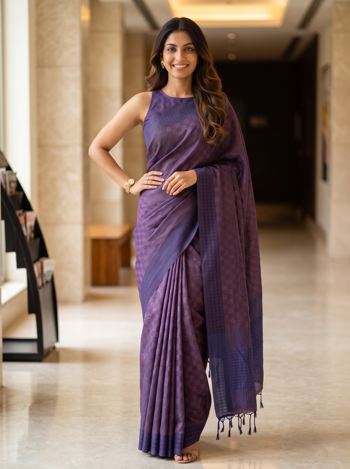 MIMOSA Purple Bengaluru Saree — pose 4 styling detail