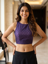 MIMOSA Purple Bengaluru Saree — blouse close-up
