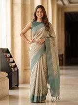 MIMOSA Tussar Bengaluru Saree — pose 4 styling detail