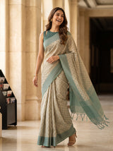 MIMOSA Tussar Bengaluru Saree — pose 5 styling detail
