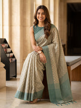 MIMOSA Tussar Bengaluru Saree — pose 8 styling detail