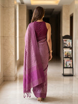 MIMOSA Wine Bengaluru Saree — pose 2 styling detail