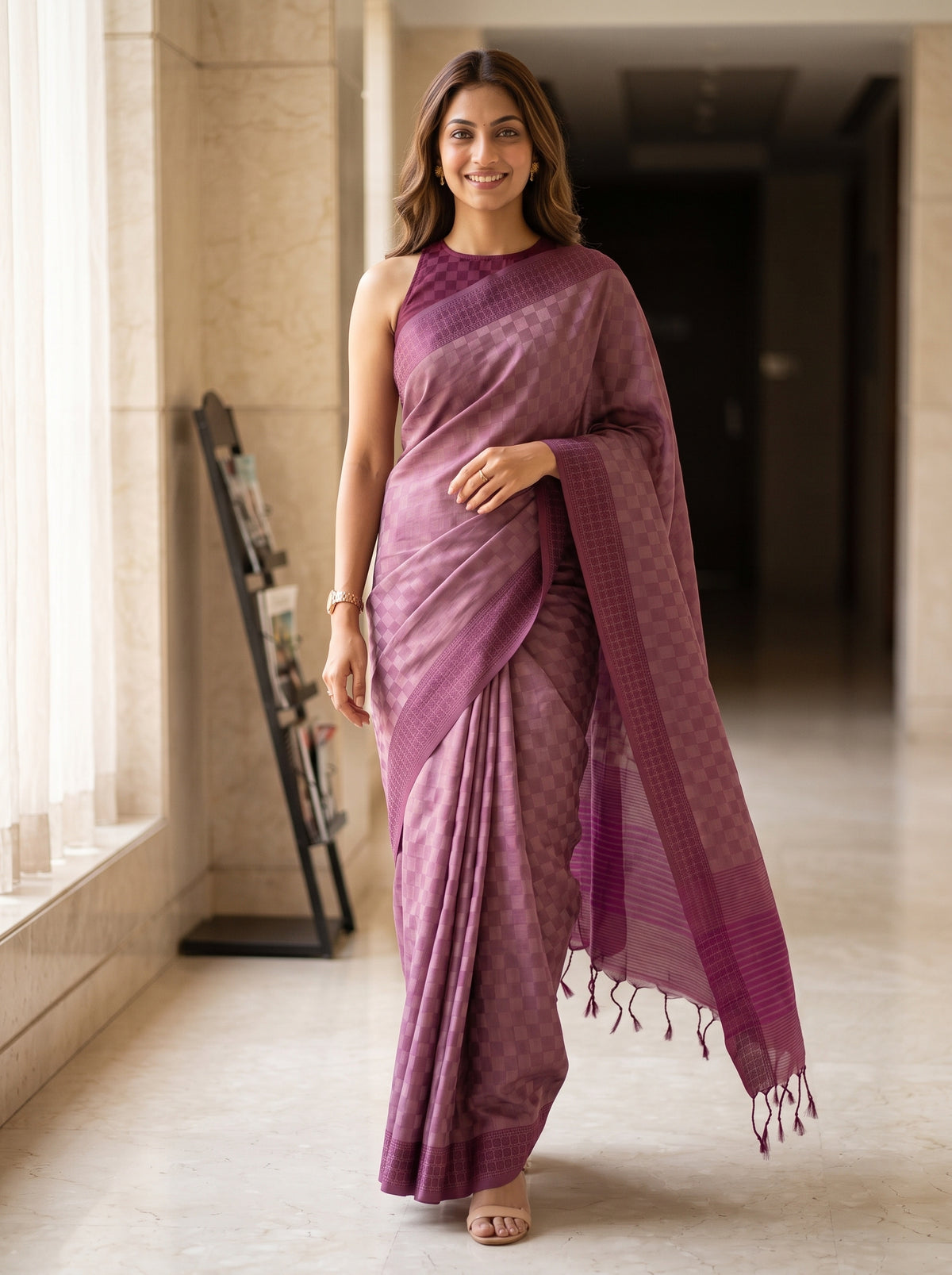 MIMOSA Wine Bengaluru Saree — pose 6 styling detail