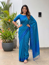 MIMOSA Ananda Bengaluru Art Silk Saree — pose 4 styling detail