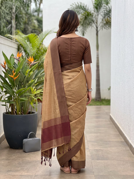 MIMOSA Chiku Bengaluru Art Silk Saree — saree shot pallu body