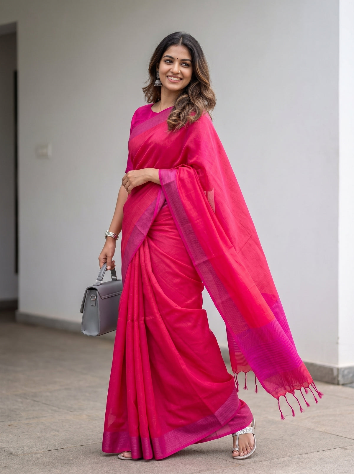 MIMOSA Gajari Bengaluru Art Silk Saree — pose 5 styling detail