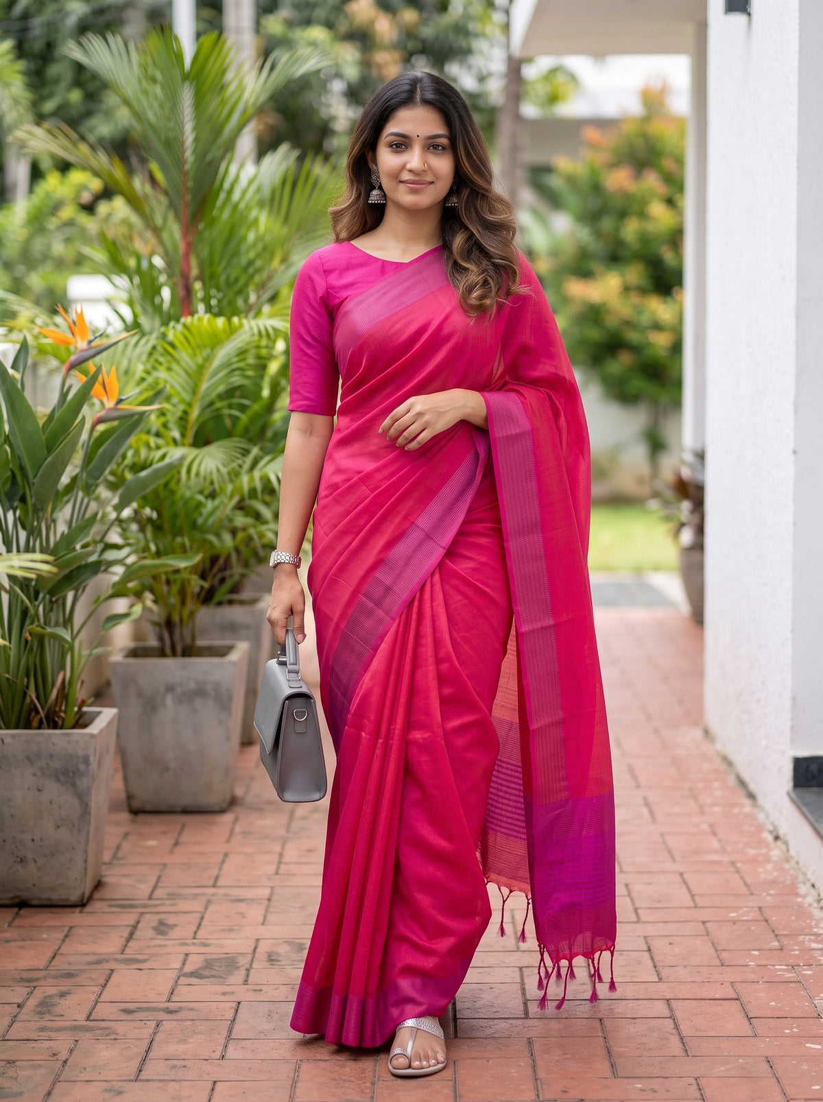 MIMOSA Gajari Bengaluru Art Silk Saree — pose 6 styling detail