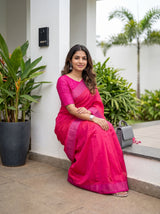 MIMOSA Gajari Bengaluru Art Silk Saree — pose 8 styling detail