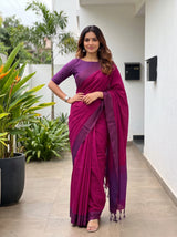 MIMOSA Magenta Bengaluru Art Silk Saree — pose 4 styling detail