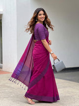 MIMOSA Magenta Bengaluru Art Silk Saree — pose 5 styling detail