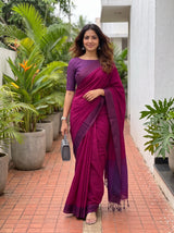 MIMOSA Magenta Bengaluru Art Silk Saree — pose 6 styling detail