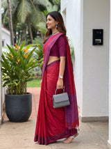 MIMOSA Maroon Bengaluru Art Silk Saree — pose 3 styling detail