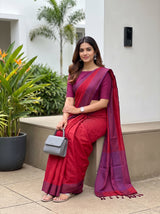 MIMOSA Maroon Bengaluru Art Silk Saree — pose 8 styling detail
