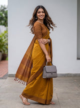 MIMOSA Mustard Bengaluru Art Silk Saree — pose 5 styling detail