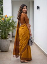 MIMOSA Mustard Bengaluru Art Silk Saree — pose 7 styling detail