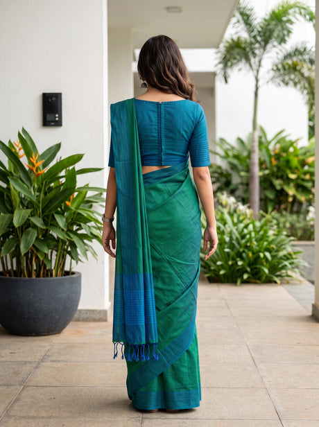 MIMOSA Rama Bengaluru Art Silk Saree — saree shot pallu body