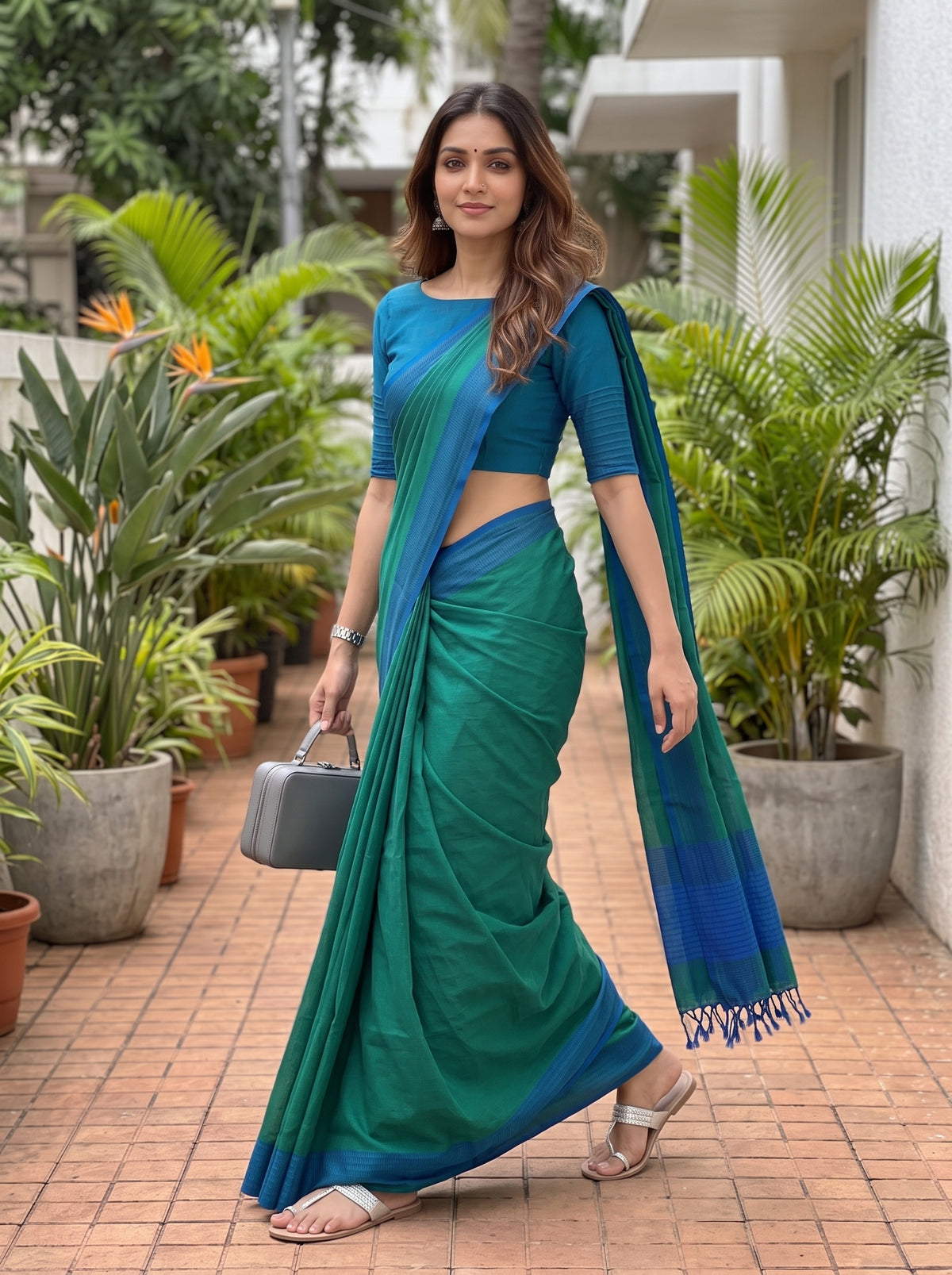 MIMOSA Rama Bengaluru Art Silk Saree — pose 6 styling detail