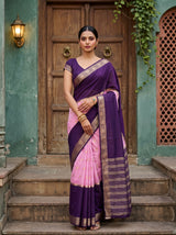 MIMOSA Lavender Mysore Silk Crepe Saree — AI Model lifestyle pose 1