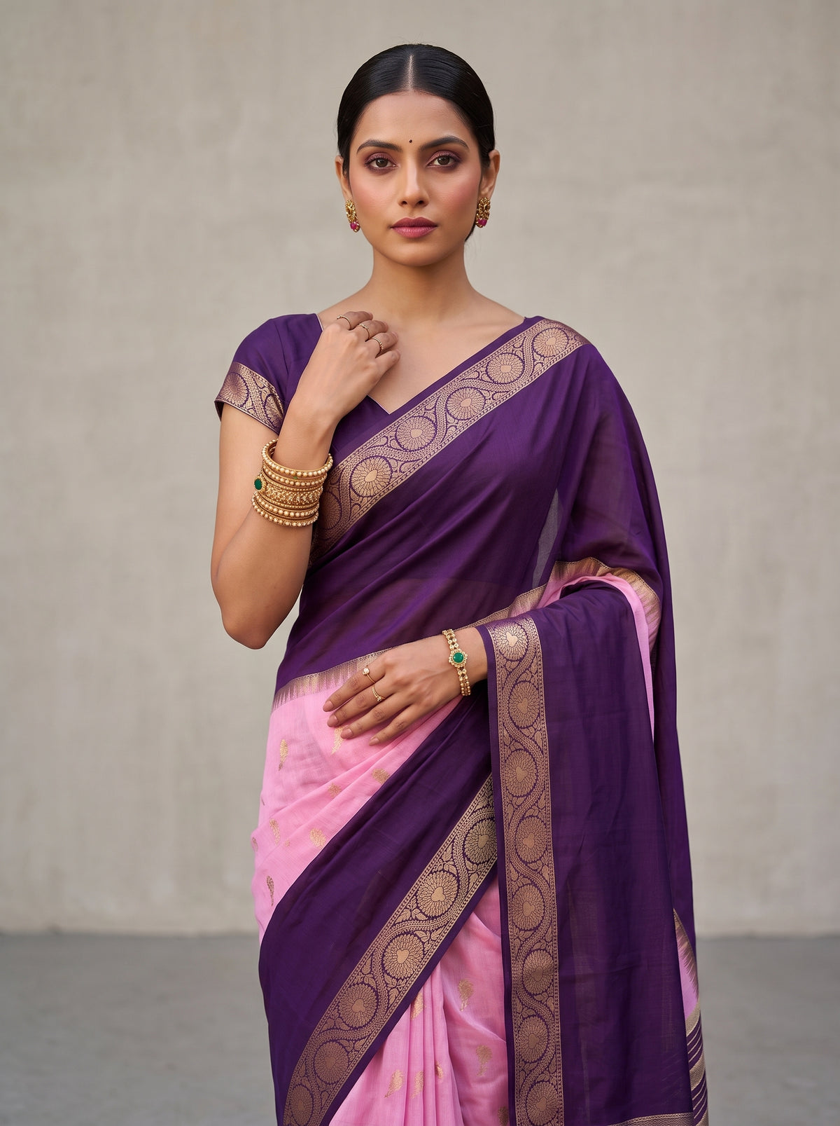 MIMOSA Lavender Mysore Silk Crepe Saree — pose 10 styling detail