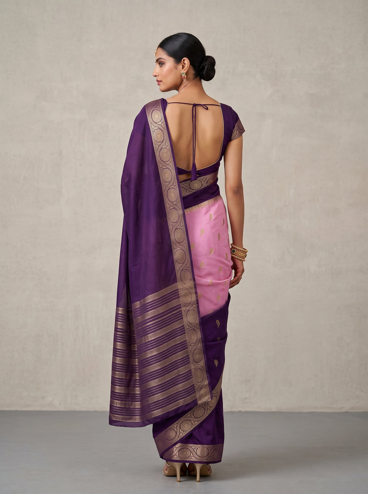 MIMOSA Lavender Mysore Silk Crepe Saree — pallu and body shot
