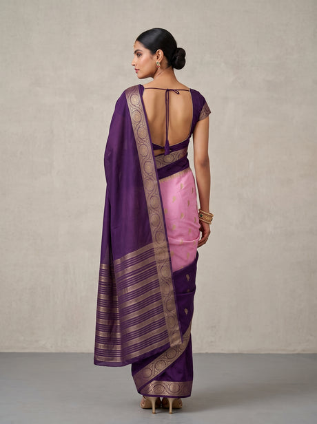 MIMOSA Lavender Mysore Silk Crepe Saree — pallu and body shot