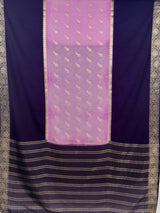 MIMOSA Lavender Mysore Silk Crepe Saree — pallu and zari work detail