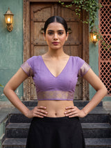 MIMOSA Magenta Mysore Silk Crepe Saree — blouse close-up
