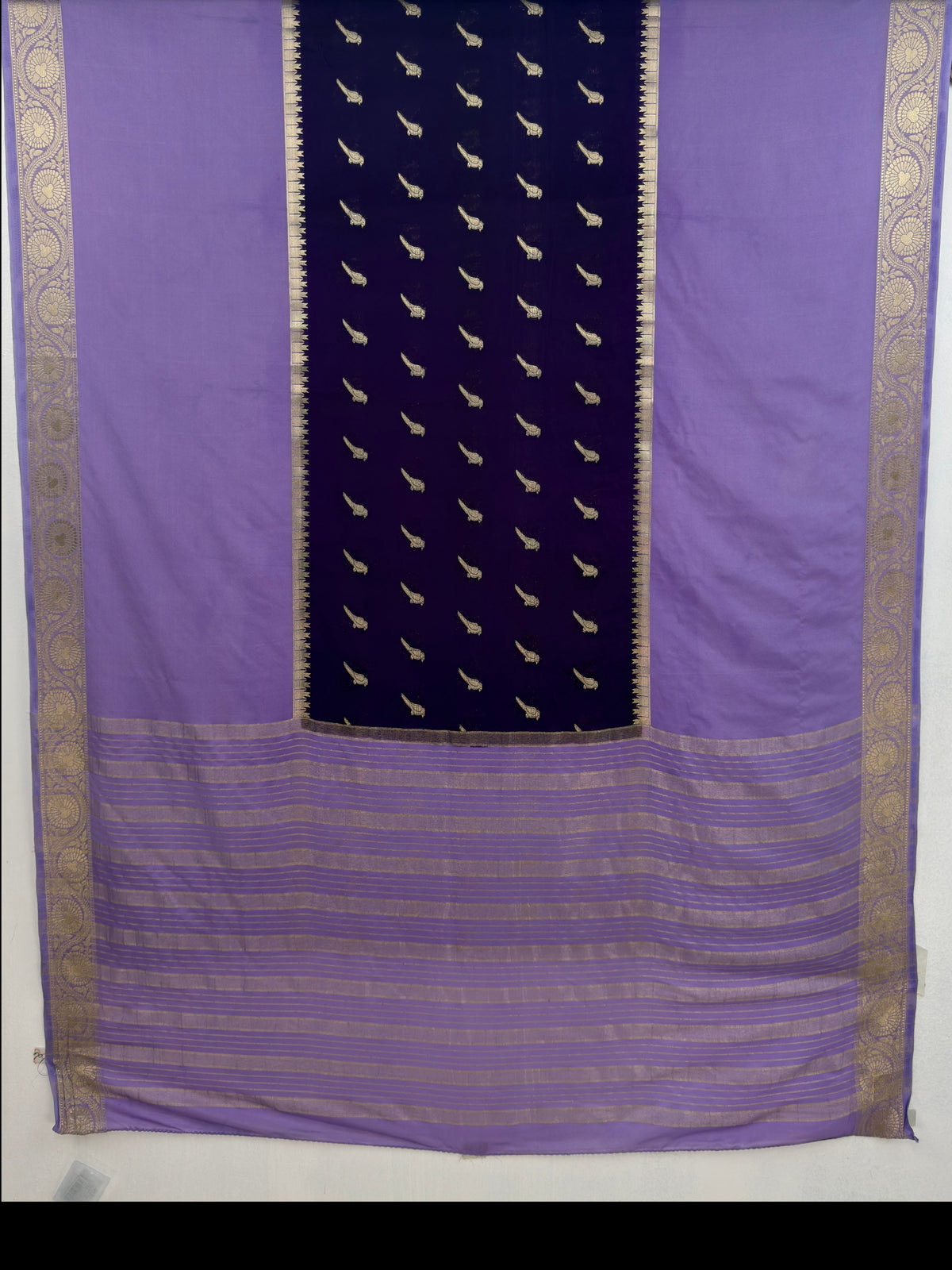 MIMOSA Magenta Mysore Silk Crepe Saree — pallu and zari work detail