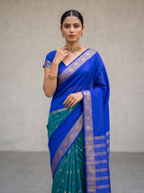 MIMOSA Sapphire Mysore Silk Crepe Saree — pose 10 styling detail