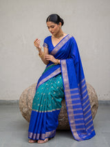 MIMOSA Sapphire Mysore Silk Crepe Saree — pose 8 styling detail