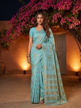 MIMOSA Ananda Mysore Silk Crepe Saree — front view on mannequin