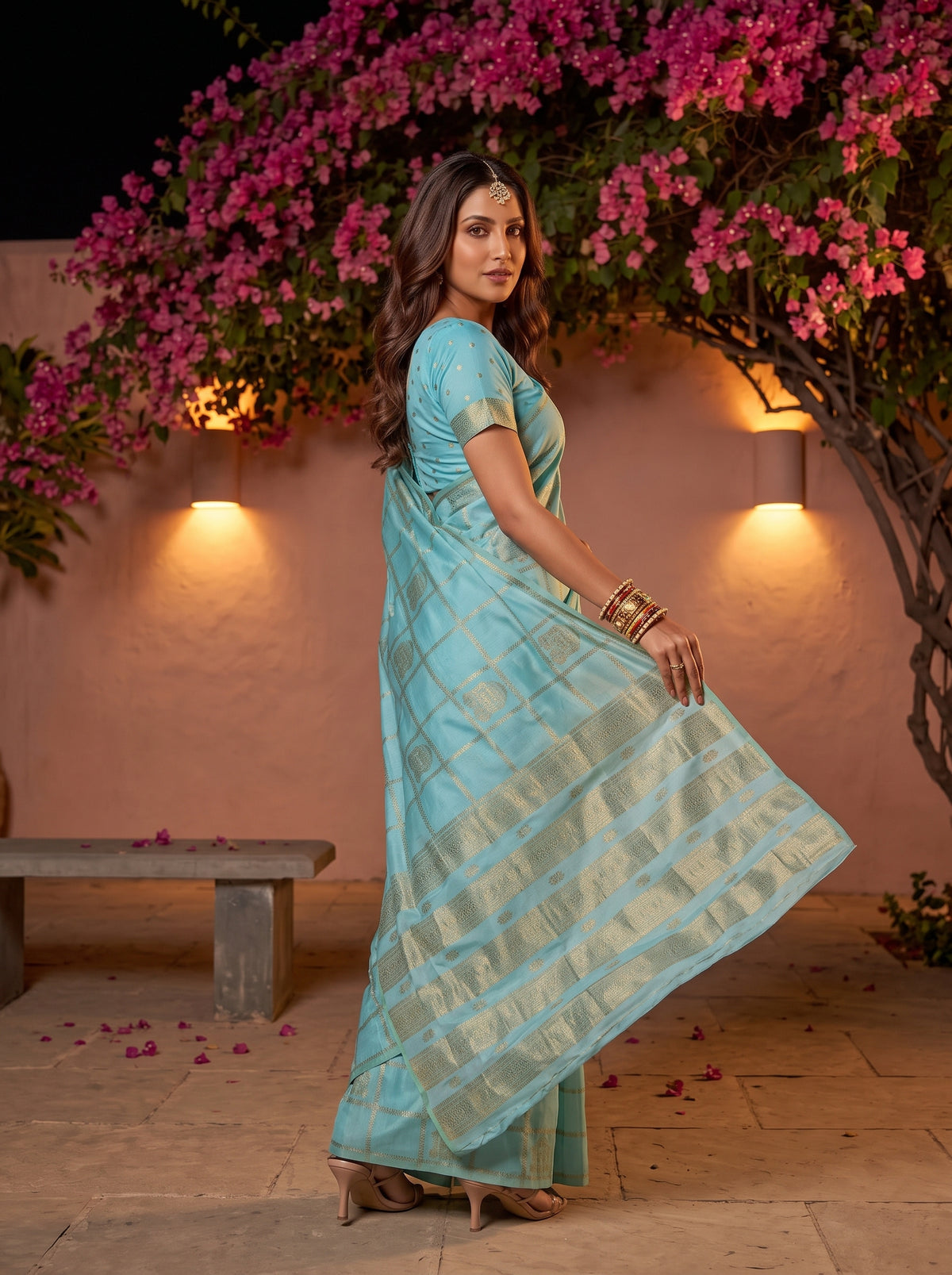 MIMOSA Ananda Mysore Silk Crepe Saree — pose 9 styling detail