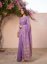MIMOSA Lavender Mysore Silk Crepe Saree — pose 3 styling detail