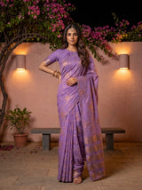 MIMOSA Lavender Mysore Silk Crepe Saree — pose 4 styling detail