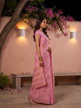 MIMOSA Pink Mysore Silk Crepe Saree — pose 3 styling detail