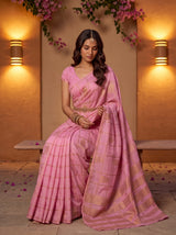 MIMOSA Pink Mysore Silk Crepe Saree — pose 8 styling detail