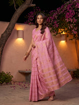 MIMOSA Pink Mysore Silk Crepe Saree — pose 9 styling detail