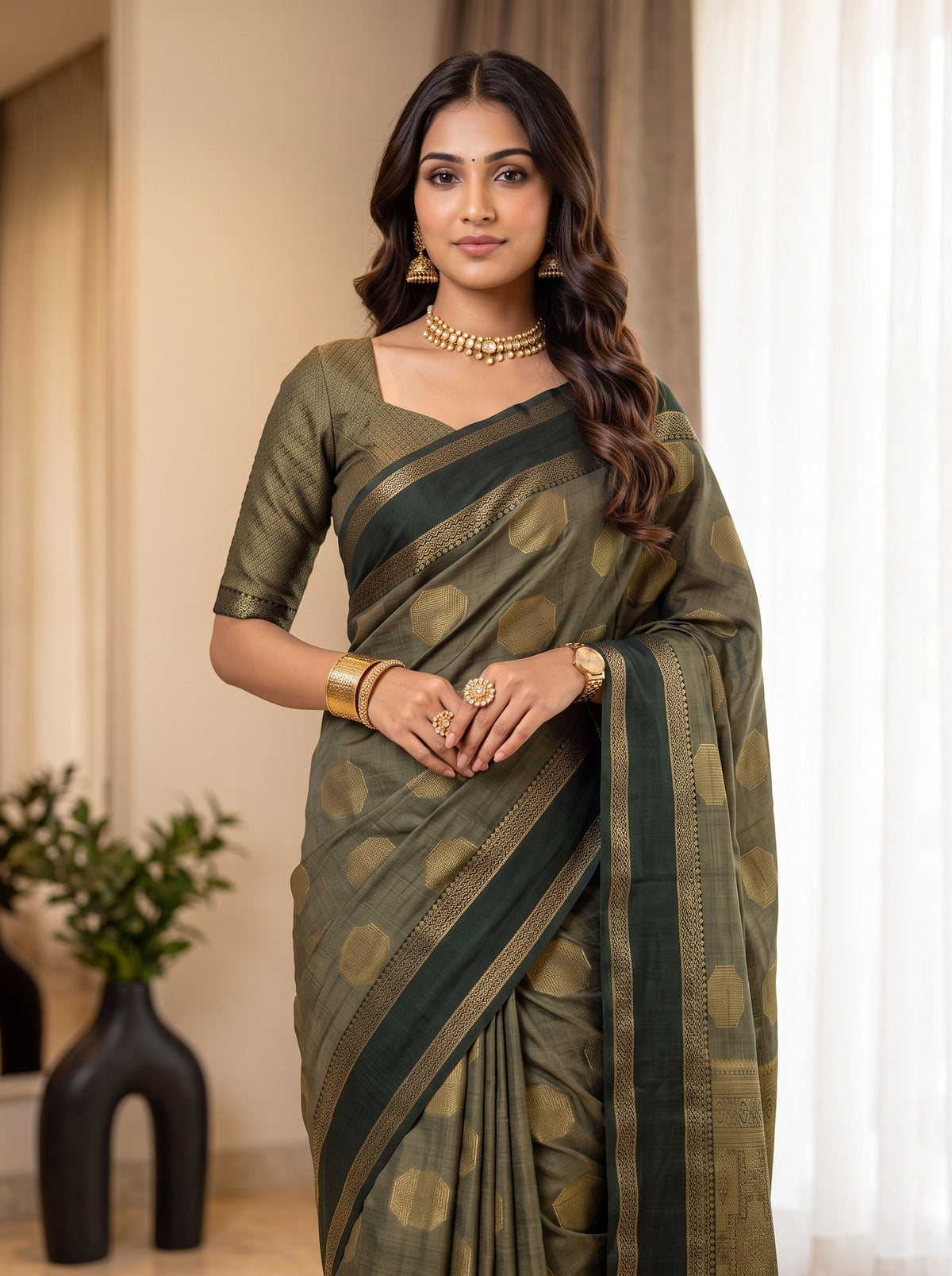 MIMOSA Blue Banarasi Saree — pose 10 styling detail