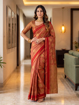 MIMOSA Orange Banarasi Saree — pose 4 styling detail