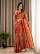 MIMOSA Orange Banarasi Saree — pose 9 styling detail